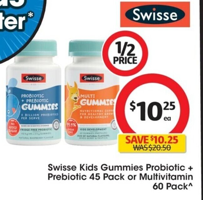 Swisse Kids Gummies Probiotic + Prebiotic 45 Pack or Multivitamin 60