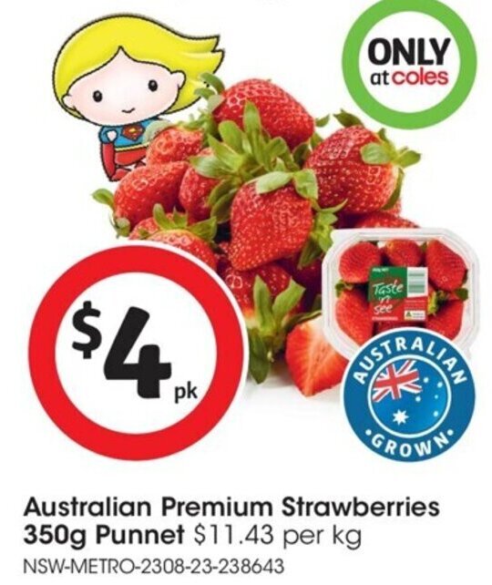 Australian Premium Strawberries 350g offer at Coles