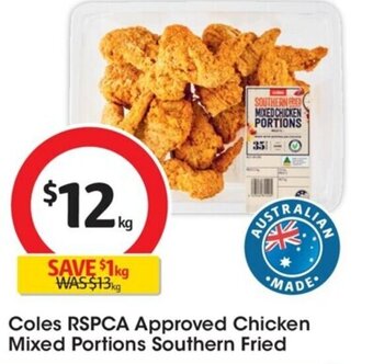 Coles Coles RSPCA Approved Chicken Mixed Portions Southern Fried offer