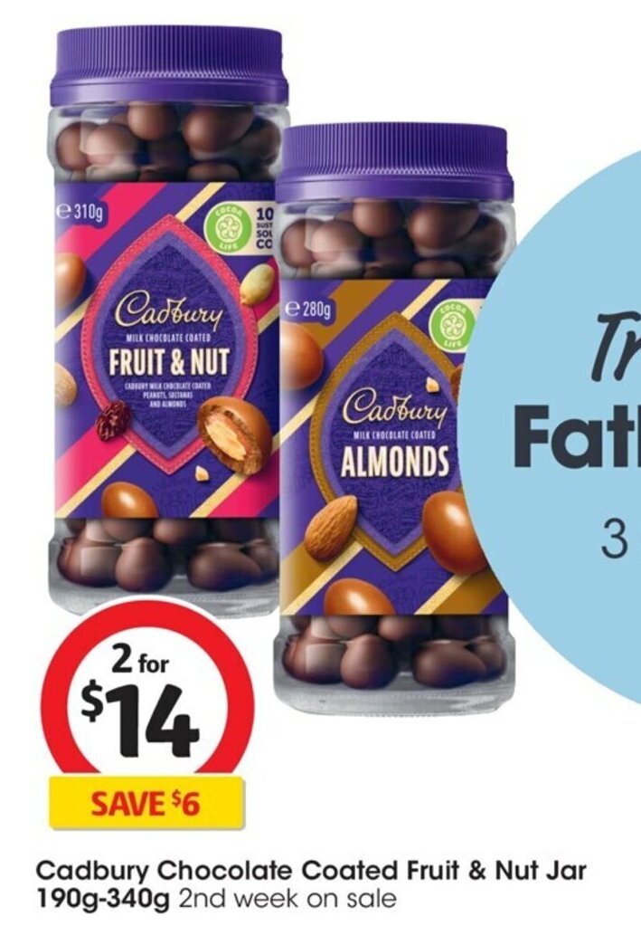 Cadbury Chocolate Coated Fruit & Nut Jar 190g340g 2nd week on sale