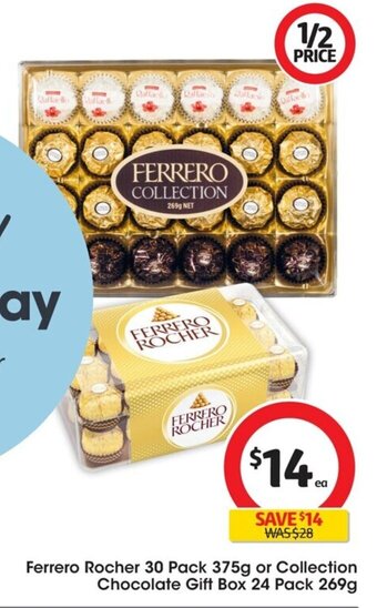 Coles Ferrero Rocher 30 Pack 375g or Collection Chocolate Gift Box 24 Pack 269g offer