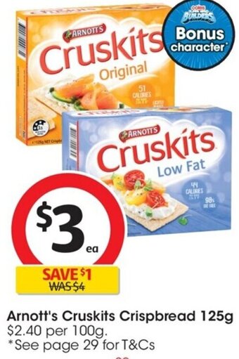 Coles Arnott's Cruskits Crispbread 125g offer