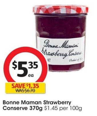Coles Bonne Maman Strawberry Conserve 370g offer