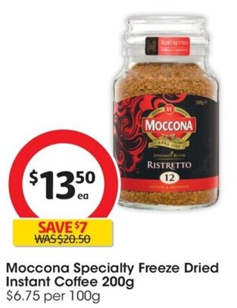 Coles Moccona Specialty Freeze Dried Instant Coffee 200g offer