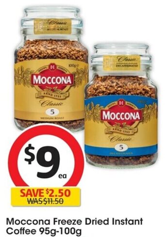 Coles Moccona Freeze Dried Instant Coffee 95g-100g offer