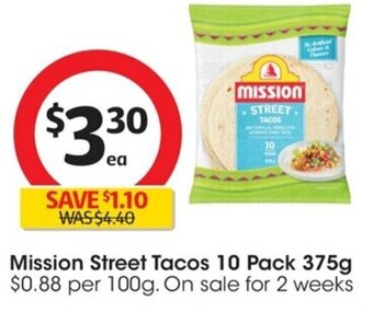 Coles Mission Street Tacos 10 Pack 375g offer