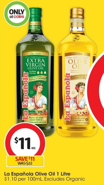 Coles La Española Olive Oil 1 Litre offer