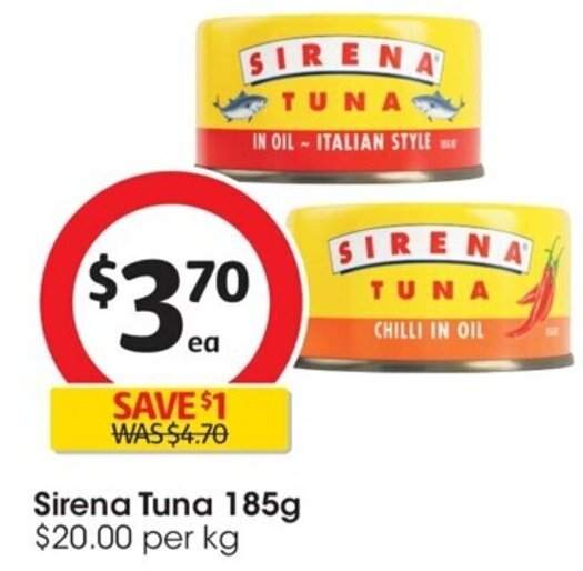 Sirena Tuna 185g offer at Coles