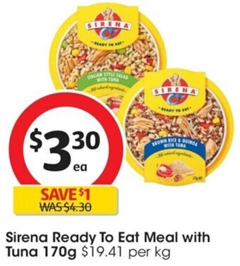 Coles Sirena Ready To Eat Meal with Tuna 170g offer