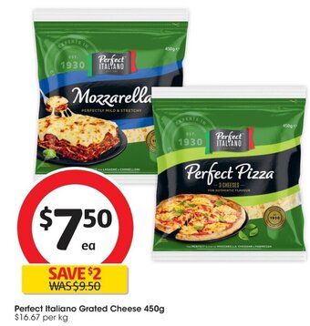 Coles Perfect Italiano Grated Cheese 450g offer