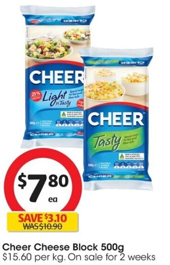 Coles Cheer Cheese Block 500g offer
