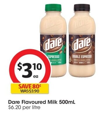 Coles Dare Flavoured Milk 500mL offer