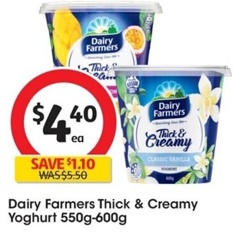 Coles Dairy Farmers Thick & Creamy Yoghurt 550g-600g offer