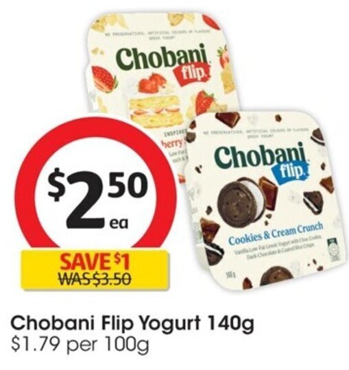 Chobani Flip Yogurt 140g offer at Coles
