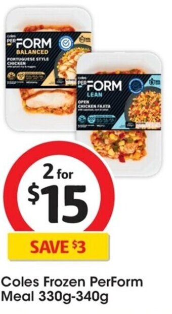 Coles Coles Frozen PerForm Meal 330g-340g offer