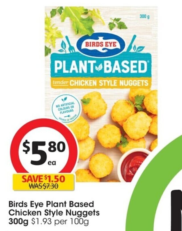Birds Eye Plant Based Chicken Style Nuggets 300g offer at Coles