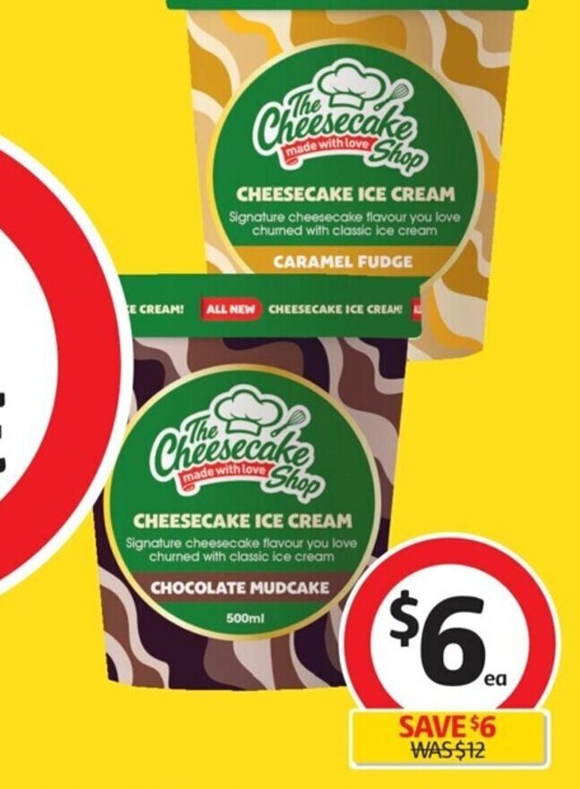 The Cheesecake Shop Ice Cream 500mL offer at Coles