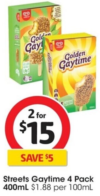 Coles Streets Gaytime 4 Pack 400mL offer