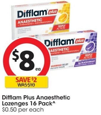 Coles Difflam Plus Anaesthetic Lozenges 16 Pack^ offer