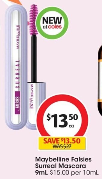 Coles Maybelline Falsies Surreal Mascara 9mL offer
