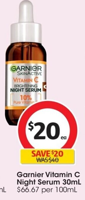 Coles Garnier Vitamin C Night Serum 30mL offer