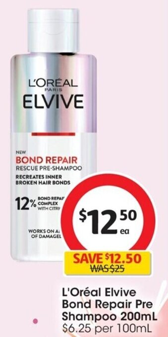 Coles L'Oréal Elvive Bond Repair Pre Shampoo 200mL offer