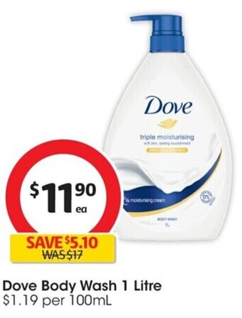 Dove Body Wash 1 Litre