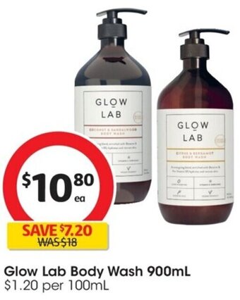 Coles Glow Lab Body Wash 900mL offer