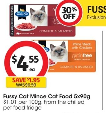 Coles Fussy Cat Mince Cat Food 5x90g offer