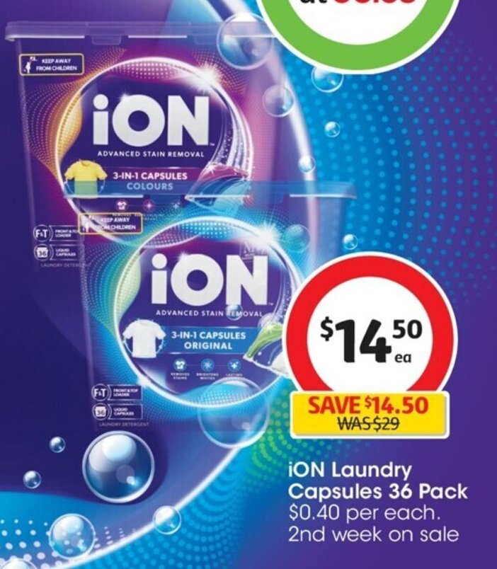 iON Laundry Capsules 36 Pack offer at Coles