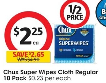 Coles Chux Super Wipes Cloth Regular 10 Pack offer