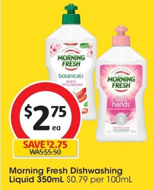 Morning Fresh Dishwashing Liquid 350mL offer at Coles