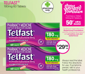 Telfast 180mg 60 Tablets