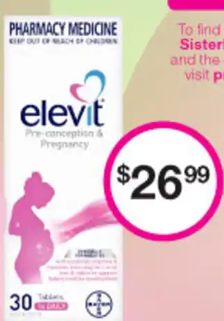 Priceline Elevit Pre-conception & Pregnancy 30 Tablets offer