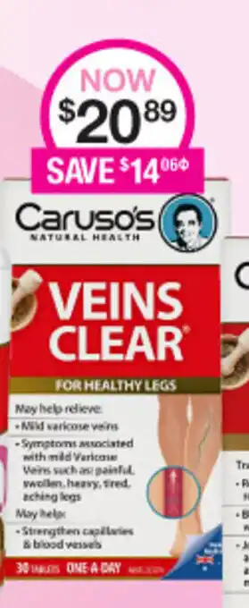 Priceline Caruso's Veins Clear 30 Tablets offer