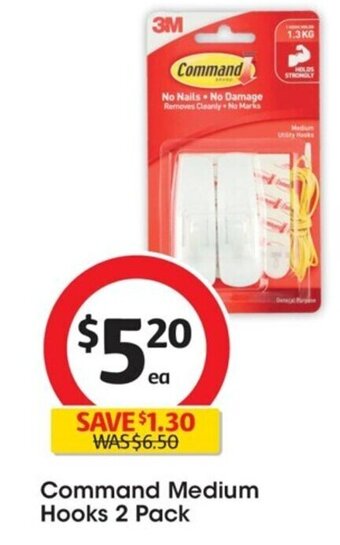 Coles Command Medium Hooks 2 Pack offer
