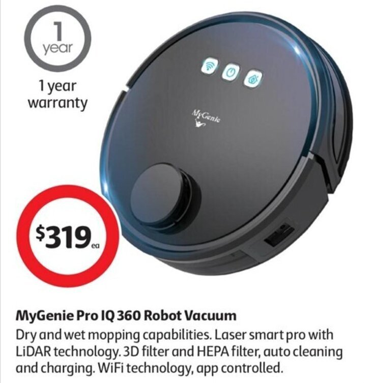 MyGenie Pro IQ 360 Robot Vacuum offer at Coles