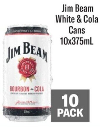 Coles Jim Beam White & Cola Cans 10x375mL offer