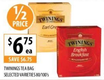 Supabarn TWININGS TEA BAG SELECTED VARIETIES 80/100's offer