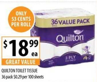 Supabarn QUILTON TOILET TISSUE 36 pack offer