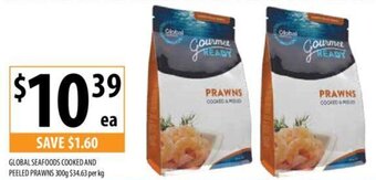 GLOBAL SEAFOODS COOKED AND PEELED PRAWNS 300g