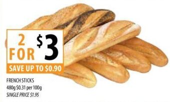 Supabarn FRENCH STICKS 480g offer