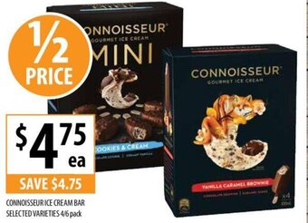 Supabarn CONNOISSEUR ICE CREAM BAR SELECTED VARIETIES 4/6 pack offer