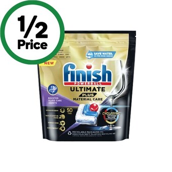 Woolworths Finish ultimate plus material care dishwasher tablets pk 50 offer