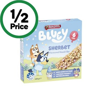 Woolworths Arnott’s bluey muesli bars 180g pk 6 offer