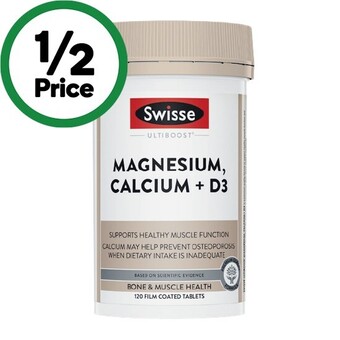 Woolworths Swisse ultiboost magnesium, calcium + d3 tablets pk 120~ offer