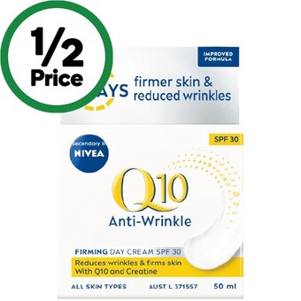 Woolworths Nivea q10 anti wrinkle firming spf30 day cream face moisturiser 50ml¥ offer
