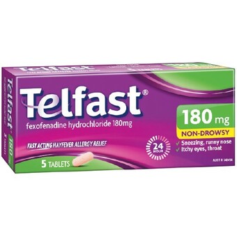 Woolworths Telfast hayfever allergy relief 180mg antihistamine tablets pk 5* offer