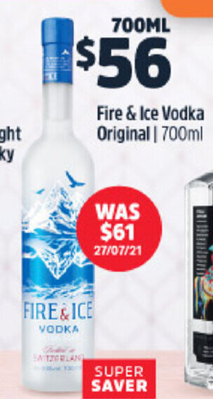 BWS Fire & Ice Vodka Original 700mL offer