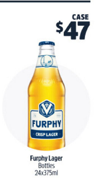 BWS Furphy Lager Bottles 24x375ml offer